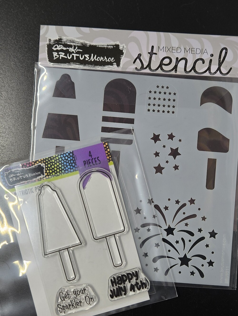 Brutus Monroe Mixed Media Patriotic Pops Stencil And Stamp & Die Cut Bundle